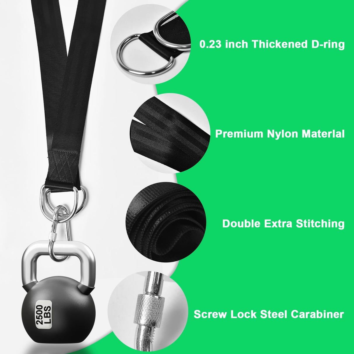 Tree Swing Hanging Straps Kit Holds 2000 lbs,5ft Extra Long Straps Strap with Safer Lock Snap Carabiner Hooks Perfect for Tree Swing & Hammocks, Carry Pouch Easy Fast Installation (5 ft) WILDJUE