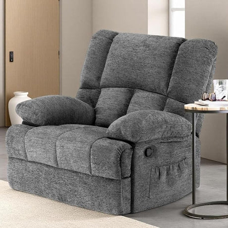 Trygoal Oversized Rocker Recliner Chair, Wide Rocker Chair with Adjustable Backrest Footrest, Oversized Recliner for Adults, Reclining Sofa for Living Room, Limestone Trygoal