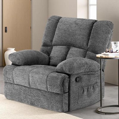 Trygoal Oversized Rocker Recliner Chair, Wide Rocker Chair with Adjustable Backrest Footrest, Oversized Recliner for Adults, Reclining Sofa for Living Room, Limestone