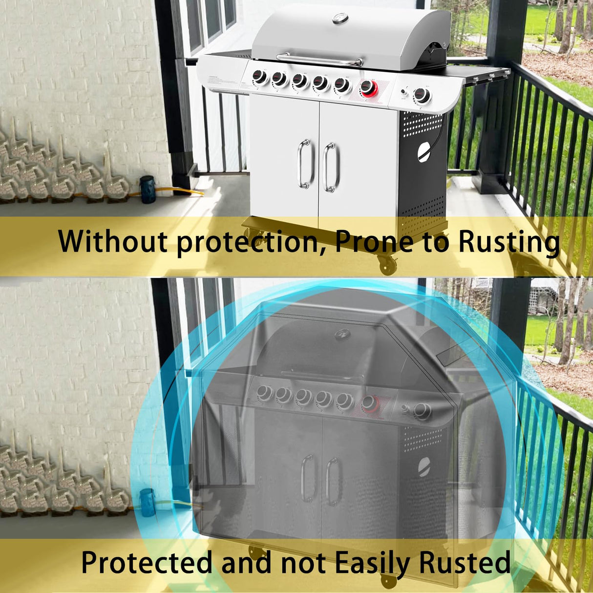 Grill Cover, 58 inch Waterproof BBQ Gas Grill Cover, Outdoor Barbecue Grill Cover with Hook and Loop for Char-Broil Nexgrill Weber and More Grills MENKOW