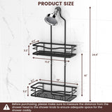REINHARDT Shower Caddy Hanging, Rustproof Shower Caddy Anti-Swing Shower Organizer Over Showerhead No Drilling Shower Racks with Soap Holder Multi Hooks Bathroom Storage for Shampoo Sponge, Black REINHARDT