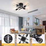 SunRider Industrial 4-Light Semi Flush Mount Ceiling Light Fixture, Modern Farmhouse Lights Matte Black, Rustic Sputnik Chandelier for Bedroom Foyer SunRider