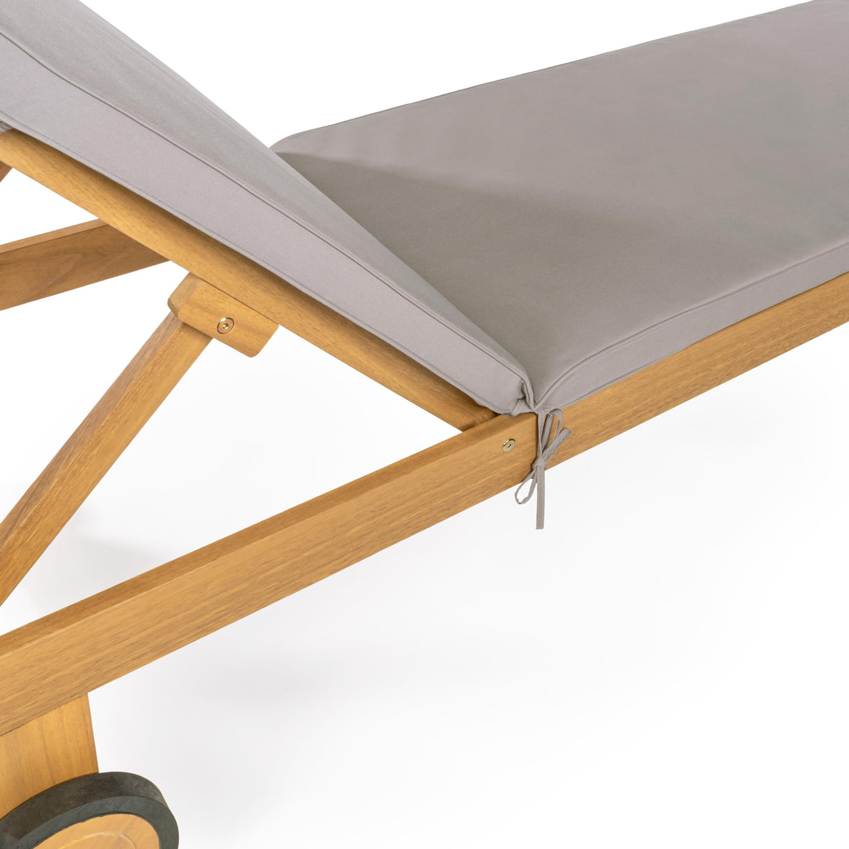 JONATHAN Y LNG1000D Mallorca 77.56"x23.62" Modern Classic Adjustable Acacia Wood Chaise Outdoor Lounge Chair with Cushion & Wheels Coastal, Bohemian, Minimalist, Traditional, Dark Gray/Natural JONATHAN Y