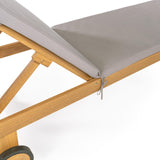 JONATHAN Y LNG1000D Mallorca 77.56"x23.62" Modern Classic Adjustable Acacia Wood Chaise Outdoor Lounge Chair with Cushion & Wheels Coastal, Bohemian, Minimalist, Traditional, Dark Gray/Natural JONATHAN Y