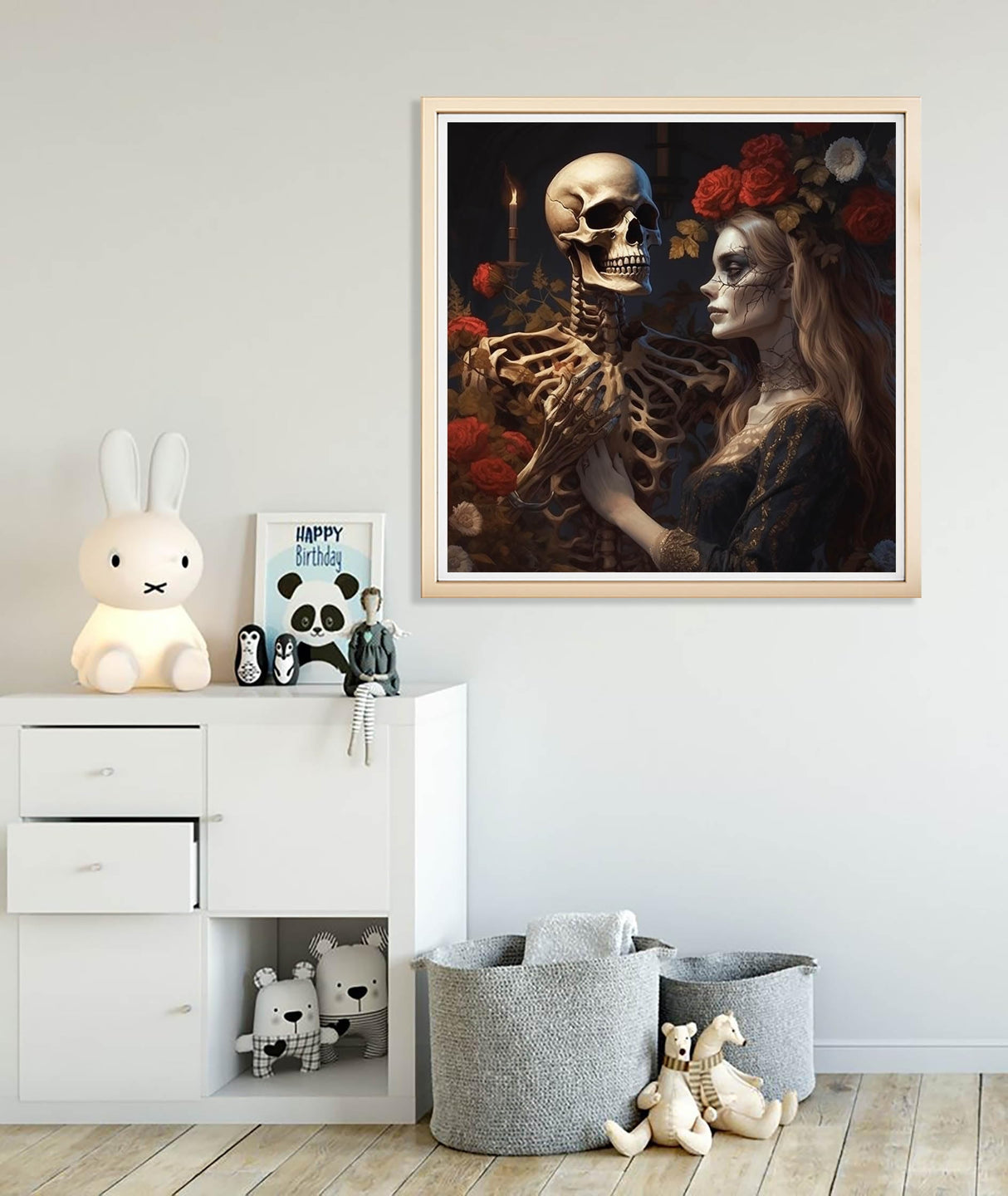 Diymood Paint by Numbers for Adults Skeleton Bride, DIY Oil Painting Roses Acrylic Paint by Number Kits for Kids Adults Beginner for Home Wall Decor 20x20 inch Diymood