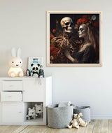 Diymood Paint by Numbers for Adults Skeleton Bride, DIY Oil Painting Roses Acrylic Paint by Number Kits for Kids Adults Beginner for Home Wall Decor 20x20 inch Diymood