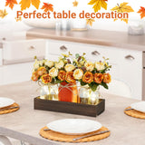 Mason Jar Lights Centerpiece Table Decorations Fall Decor for Home – 3 Jar Flowers with String Lights and Wooden Tray for Dining Room, Farmhouse Autumn Wedding, Kitchen, Living Room, Bathroom VAIPI