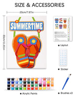 PeakLuv 6 Pack Flip-Flop Paint by Numbers Kits for Adults Beginners, Summer Vibes Themed Paint by Number on Canvas Without Frame, DIY Acrylic Oil Painting Kit, Creative Home Decor, 8x11 Inch PeakLuv