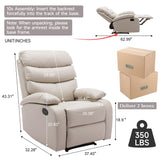 GNMLP2020 Manual Recliner Chairs for Adults, PU Leather Small Recliner Chair for Small Space, RV, Lazy Boy Single Sofa Chairs, Beige GNMLP2020