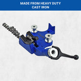 Yost Vises BC-6 Bench Chain Vise | 1/4 Inch to 6 Inch Pipe Clamp Capacity | Work Bench Vise | Heavy Duty Cast Iron Body and Durable Leg Chain | Blue Yost Tools