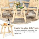 EPICOZY Outdoor Adirondack Log Side Table, 19.5" Thick Wooden Patio Square End Table with Slatted Tabletop, Solid Wood Rustic Accent Table for Indoor & Garden Deck Porch Balcony Backyard, Natural EPICOZY