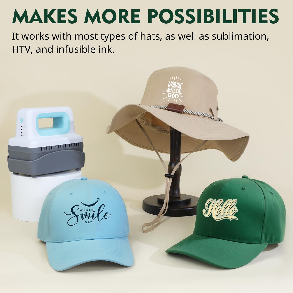 Gimify Hat Press Machine, 4 Heating Levels Mini Heat Press with 3.1"x5.5" Ceramic-Coated Heat Plate, Curved with Safety Base & Auto-Off, Portable Blue Gimify