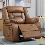 EBELLO Manual Recliner Chair, Faux Leather Single Reclining Sofa Chair with Overstuffed Armrest and Headrest, for Living Room, Bedroom Furniture, Meeting Room, Bright Brown EBELLO