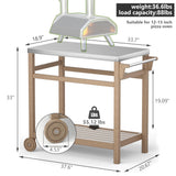 TORVA Outdoor Prep Grill Carts, 303 Stainless Steel Tabletop with High Load Capacity Portable BBQ Table, HDPE Durable Frame 2-Tier Storage Cart, Wood TORVA