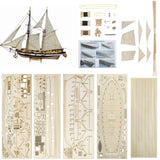GAWEGM Wood Ship Model Kits for Adults to Build - Scale 1/100 1840 Halcon Baltimore Ship Wooden Model Kit, with Brass Upgrade Accessories, for Collections, DIY Handmade Crafts GAWEGM