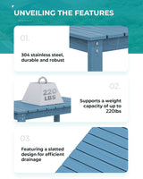 SERWALL Rectangle Outdoor Coffee Table, HDPE Patio Coffee Table, Navy SERWALL