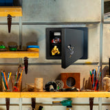 In-Wall Safe with Key Lock – Heavy-Duty Steel Lockable Hidden Wall Compartment for Secure Storage, Wall Safe Box for Jewelry, Cash, and Documents – 15.75-Inch Exterior Width, Black Plugsharge