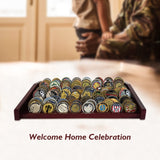 ASmileIndeep 12 Rows Challenge Coin Display Holder for Desk Military Coin Display Stand Holds 90-100 Coins Military Challenge Coin Display Case Rack ASmileIndeep