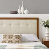 Modway Draper Tufted Full Fabric and Wood Headboard in Walnut Beige Modway