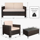 Homall 4 Pieces Patio Furniture Sets Rattan Chair Wicker Conversation Sofa Set, Outdoor Indoor Backyard Porch Garden Poolside Balcony Use (Beige) Homall