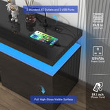 LED TV Stand for 85 Inch TV, Modern Gaming TV Stand with Power Outlet, High Gloss TV Console Entertainment Center with Storage for Living Room, Bedroom (74 Inch, Black) Hlivelood