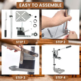 AMGSH Double Mounting Drill Press Stand Bench Clamp Tool for Hand Drill Workstation | Adjustable Benchtop Single Hole Table Repair Tool with Aluminum Base Compatible, Portable AMGSH