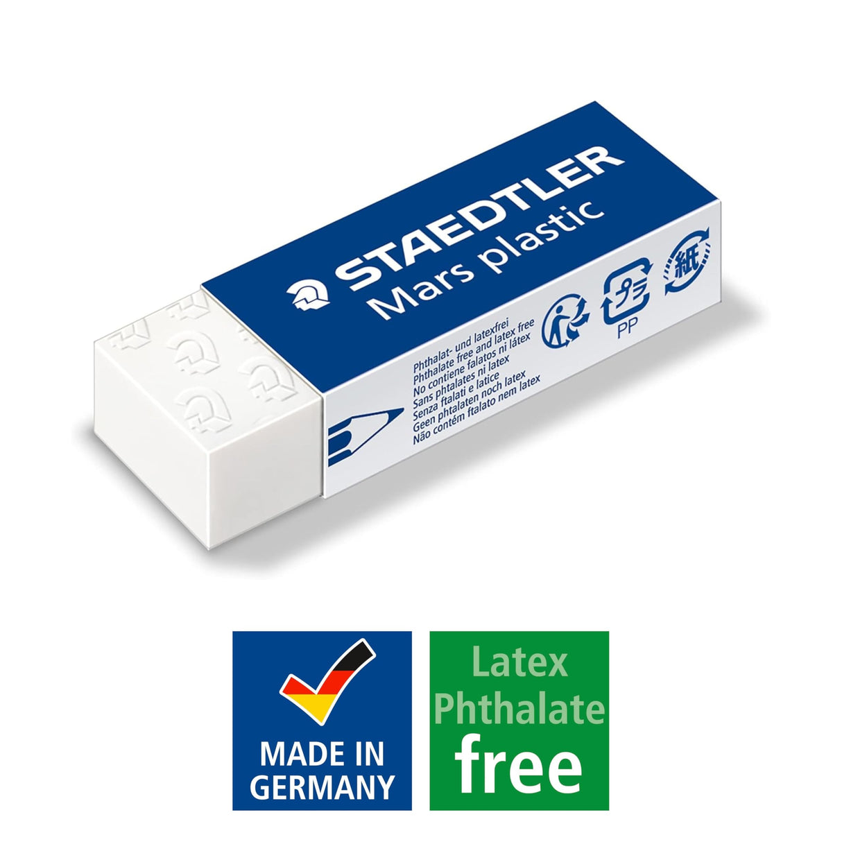STAEDTLER Mars Plastic Vinyl Erasers (4-Pack), White Erasers for Clean & Precise Results - Latex-Free, Minimal Crumbling, Made in Germany STAEDTLER