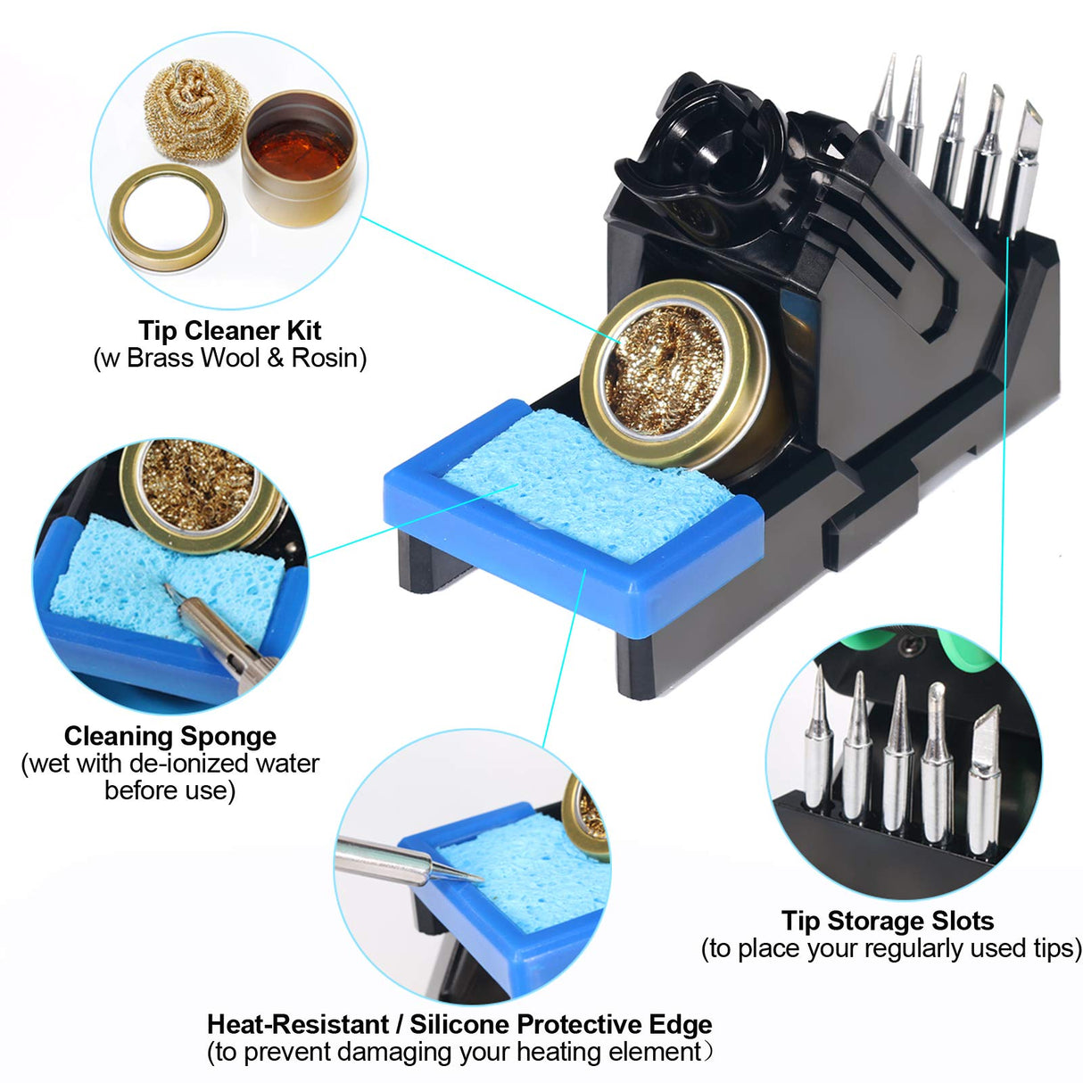 YIHUA 936A II Soldering Iron Station Kit, 65W with Intelligent Working Light. Easily Adjustable from 392℉～896℉. With Plug-in Iron Handle, a Solder Iron Stand, Solder Wire & 5 extra Solder Tips. YIHUA