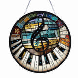 5D Diamond Painting Kits Hanging Pendant, Glass Special Shaped Piano Notes DIY Diamond Painting Hanging Suncatcher, Double-Sided Pattern Window Pendant Ornament for Home Decoration and Gift Generic