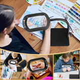Veemagni 10X Rectangle Magnifying Glass with Light and Stand, Flexible Gooseneck LED Lighted Desk Lamp, 5 Color Modes Stepless Dimmable, Hands Free Magnifier for Reading Crafts Painting Close Work Veemagni