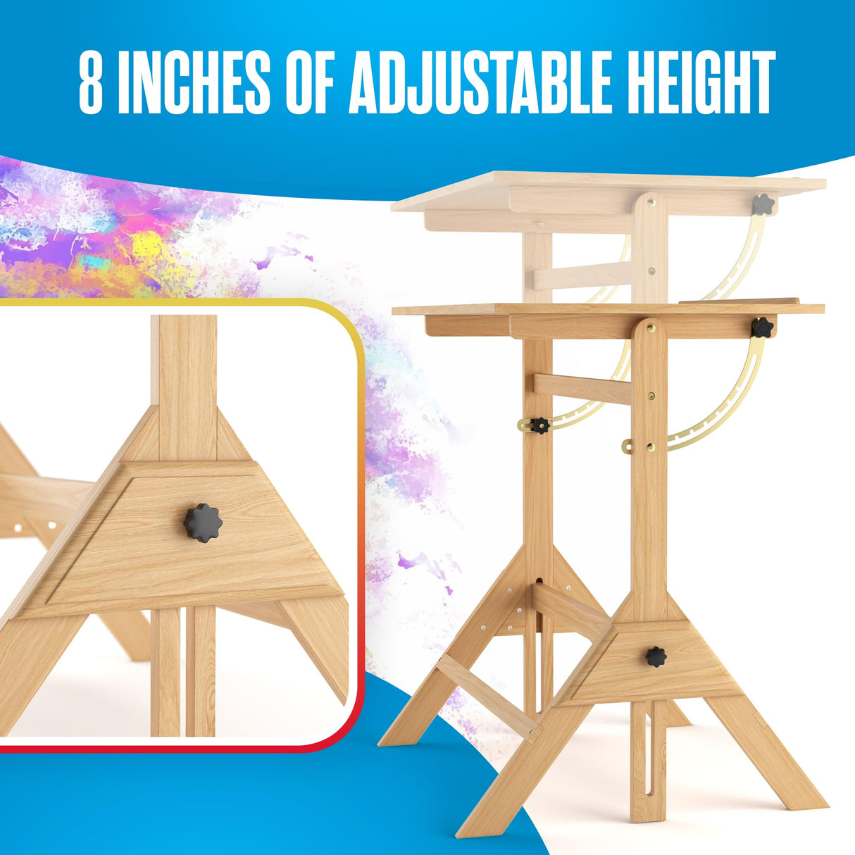 Houseables Portable Drafting Table, Artist Table, Drafting Desk, Artist Desk, Architect, Painting, Blueprint, Blue Print, Plan, Drawing, Art, Architectural, Adults, Dibujo, Wood, Adjustable, 36" x 24" Houseables