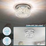 Mini Modern Crystal Chandeliers Flush Mount Ceiling Light Fixture LED Mini Chandeliers with Crystals Hallway Light Bedroom Chandelier for Bathroom Kitchen Office HomLaiting