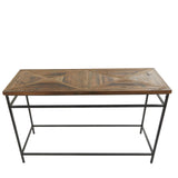 Deco 79 Metal Console Table with Brown Wood Top, 48" x 16" x 30", Black Deco 79
