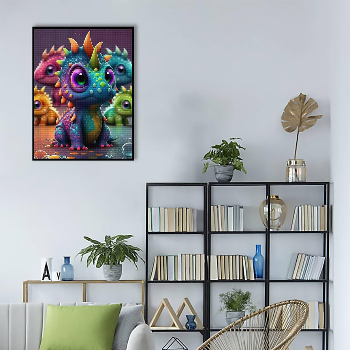 Dinosaur Diamond Painting Kits for Adults Beginners - Cartoon 5D Full Drill Round Diamond Art Kits Anime Dargon Diamond Dots Paintings with Diamonds Gem Art Picture Crafts Home Decor 8x12 inch CoHraeu