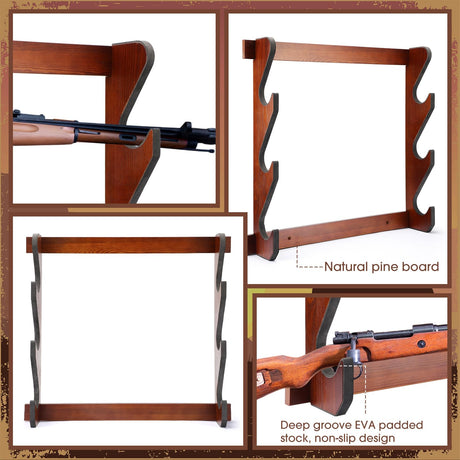 RattanView 2 Pcs Gun Racks Wood Display Rifle Rack Gun Storage Holder Wall Mount for Home or Garage RattanView