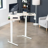 VIVO Electric Corner L-Shaped 47 x 47 in Standing Desk, Memory Height Adjustment, Light Wood Top White Frame, DESK-E1L94C VIVO