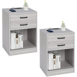 ADORNEVE Nightstands Set of 2,Grey Nightstand with Charging Station & Drawers,Night Stands for Bedrooms Set of 2 ADORNEVE