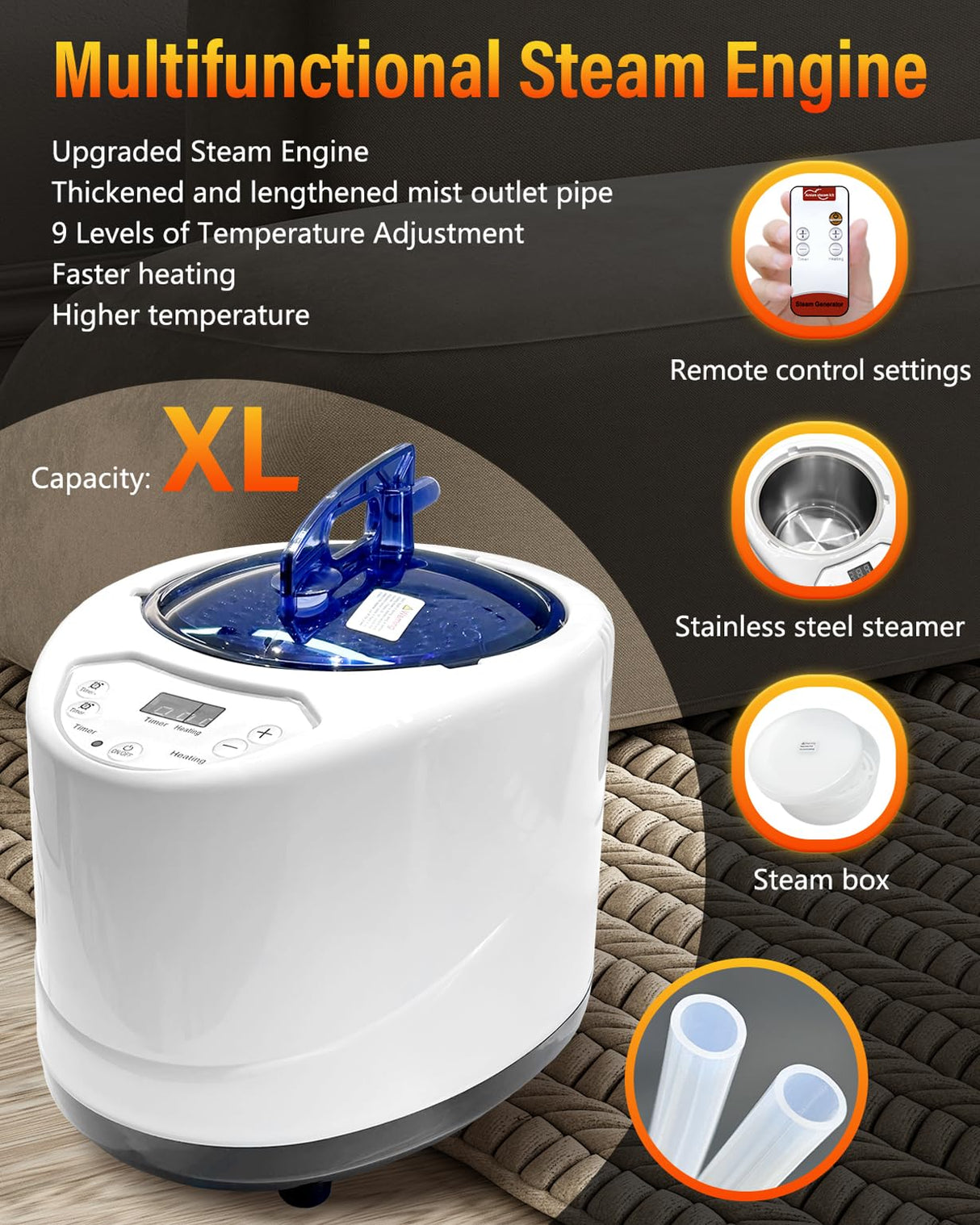 KASUE Upgraded Infrared Sauna Box for Relaxation,Detoxification,Portable Steam Sauna for Home with XL Steamer,Folding Chair,Multiple Layered Full Body Sauna Tent for Spa,Indoor,Outdoor,Gym-Black KASUE