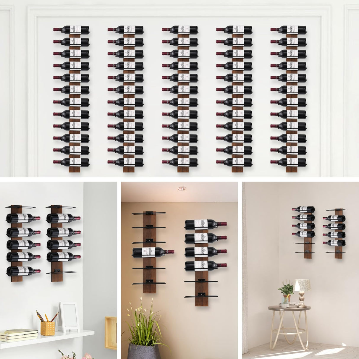 CBYJK Wine Rack Wall Mounted, Wall Wine Rack for 12 Wine Bottles, Wood Wine Racks for Wall, Wall Mounted Wine Rack for Bar, Cellars, Kitchen, Dining CBYJK