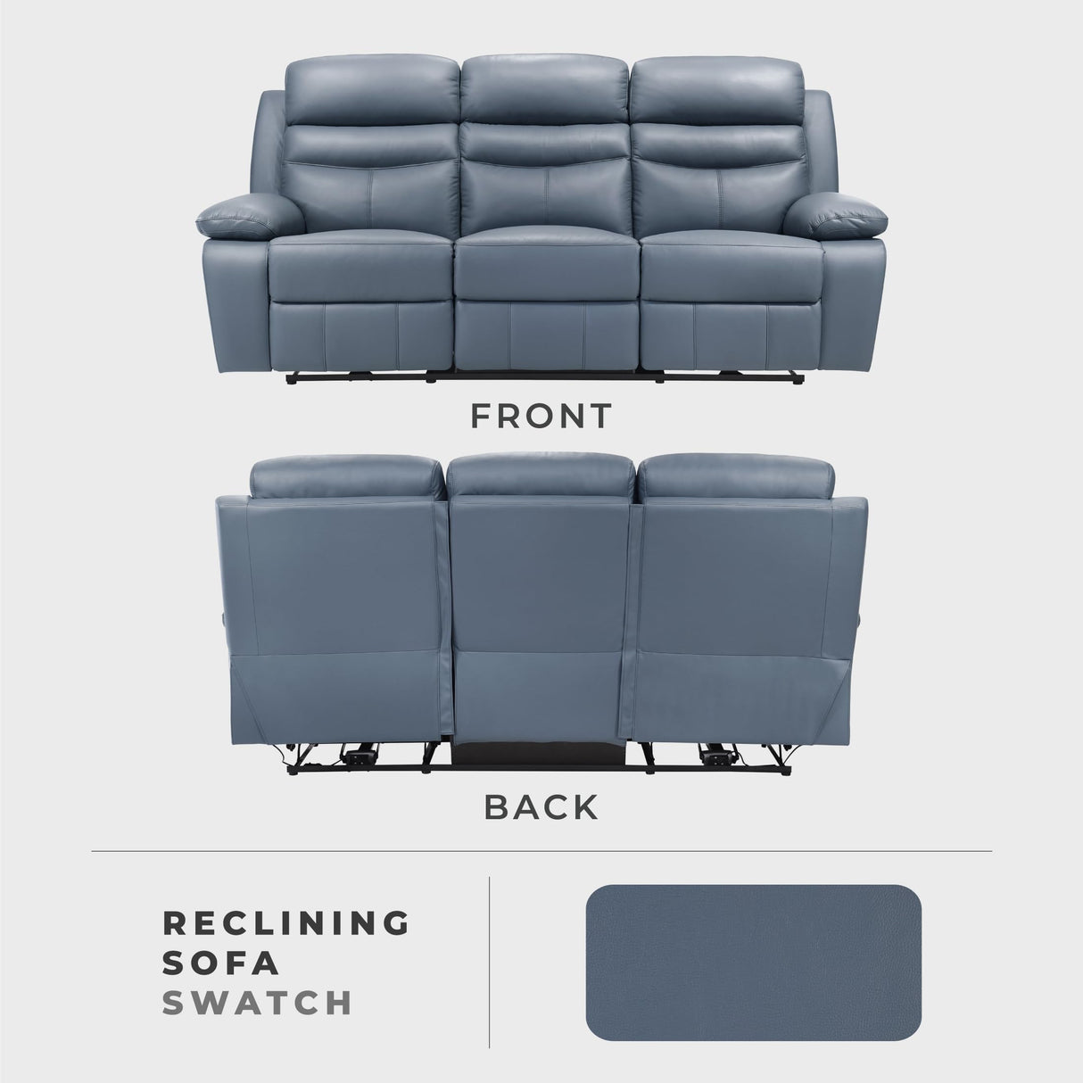 Lexicon Recliner Sofa for Living Room, Double Reclining RV Couch, Power Wall Hugger Recliner Home Theater Seating Leather Match Reclining Sofa, with USB Charge Port, 86.5''W Sofa, Blue Lexicon