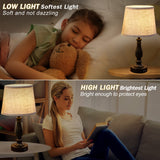 EJIAXIN Table Lamps Set of 2, Bedside Nightstand Lamps with USB Charging Ports, 3 Way Dimmable Touch with Linen Fabric Lampshade, Modern Small Lamp for Bedrooms, Living Room (Bulbs Included) EJIAXIN