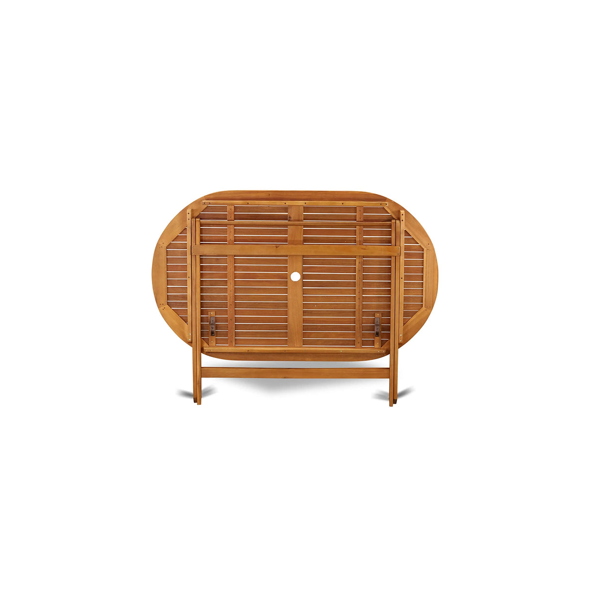 East West Furniture - DIFM5CWNA 5-Piece Mid Century Outdoor Table Set - A Mid Century Outdoor Table Oval Tabletop and 4 Patio Outdoor Chairs with Solid Back, Medium, Natural Finish East West Furniture