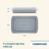 Farberware GoldenBake Bakeware Nonstick Baking Pan/Cake Pan with Lid, Rectangle, Insulated, 9 Inch x 13 Inch - Gray Farberware
