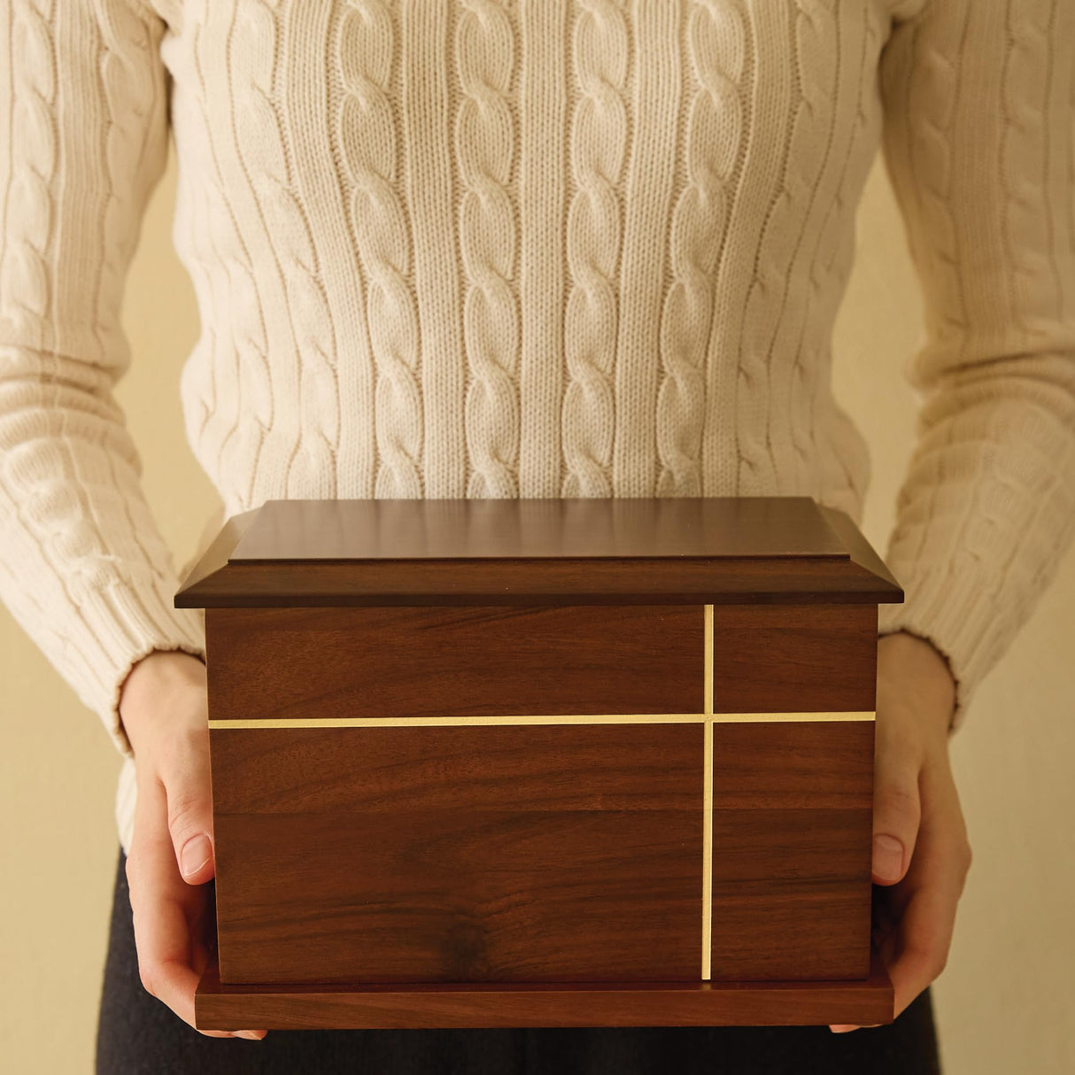 Aspen Studio Cross Urn Walnut Wooden Urn for Cremation Ash Handcrafted Solid Wood Urn Up to 235lbs for Adult Human Ashes Decorative Urns TSA Approved Wooden Urn Aspen Studio