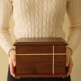 Aspen Studio Cross Urn Walnut Wooden Urn for Cremation Ash Handcrafted Solid Wood Urn Up to 235lbs for Adult Human Ashes Decorative Urns TSA Approved Wooden Urn Aspen Studio