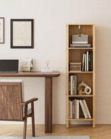 Apetaccat Book Shelf, Modern 4-Tier Bookcase, Open Storage Bookshelf, 11 × 14.2 × 50.4 Inches, Small Narrow Bookshelves for Living Room, Home Office, Bedroom, Natural Apetaccat