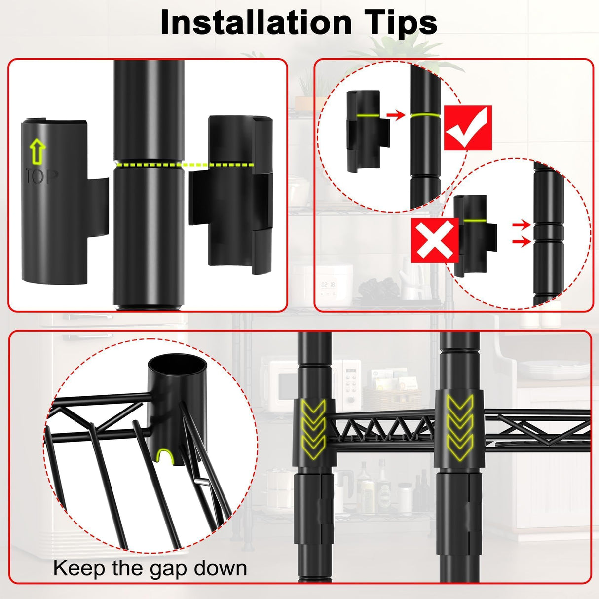 GIOTORENT 5 Tier Standing Shelving Metal Units, Adjustable Height Wire Shelf Display Rack for Laundry Bathroom Kitchen 11.8 W x 11.8 D x 50 H (5-Tier, Black) GIOTORENT