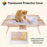 1500 Piece Wooden Folding Puzzle Table with Legs, 27" x 35" Jigsaw Puzzle Board with 6 Drawers and Protective Cover Portable Jigsaw Puzzle Table for Adults and Teens Aloftopz