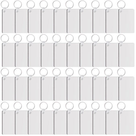 Duufin 120 Pieces Rectangle Sublimation Keychain Blanks Double Side Heat Transfer Blanks MDF Blank Board Key Rings Blanks for Sublimation DIY and Craft Duufin