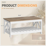 YESHOMY 39" Farmhouse Coffee Table, Coffee Tables for Living Room, Farmhouse Square Coffee Table with Storage, Couch Table, Small Tables for Small Spaces, Gray and White YESHOMY